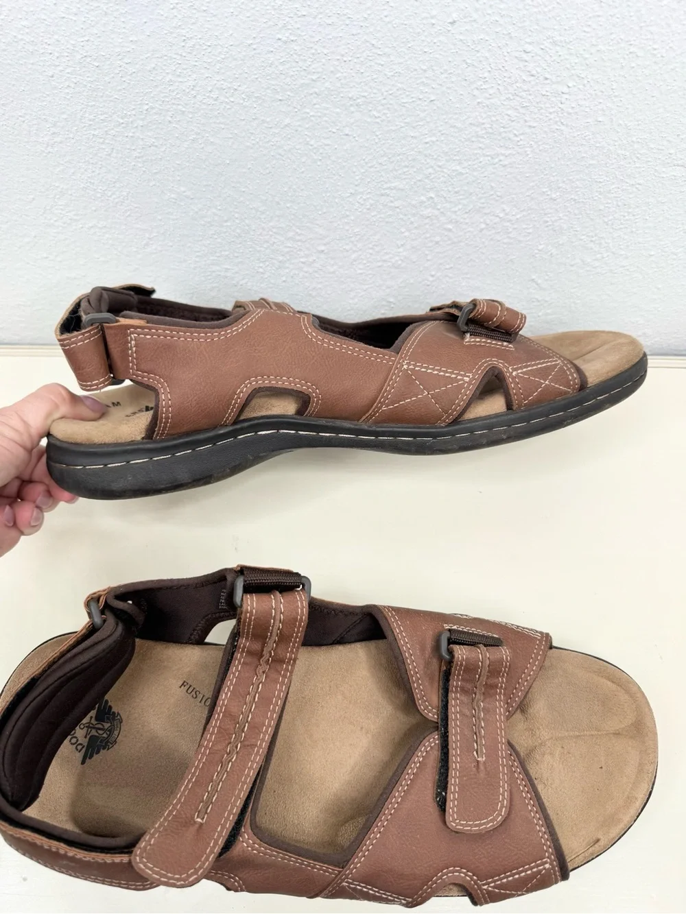 Dockers Men's Sport Sandals Brown Slip-On Memory Foam Size 15 M
